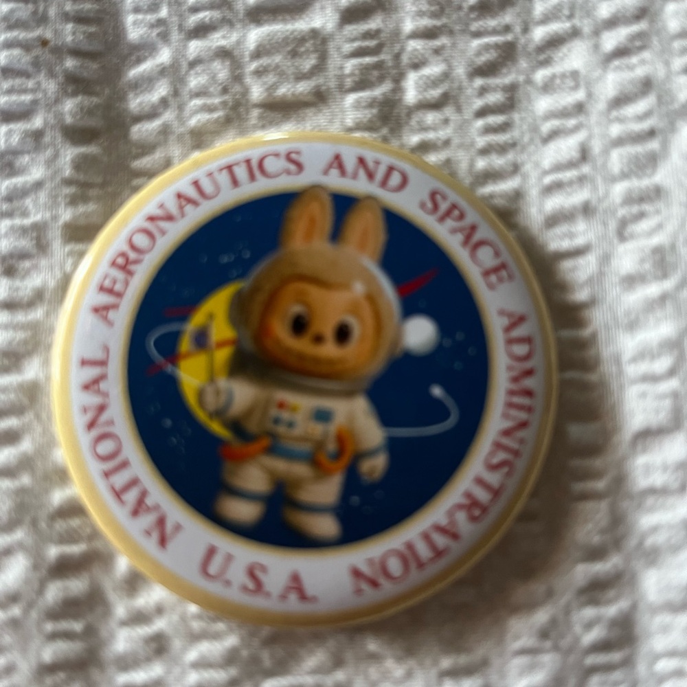 Space Bunny Badge Toy - White and Blue